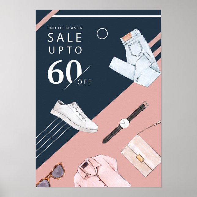 Póster Ventas de la moda acuarela (Frente)