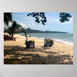 Póster Ventas en la playa ... Playa Lamai, Isla Koh Samui
