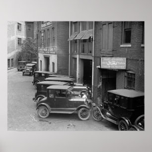 Póster Ventas y servicio de automóviles, 1926. Foto antig