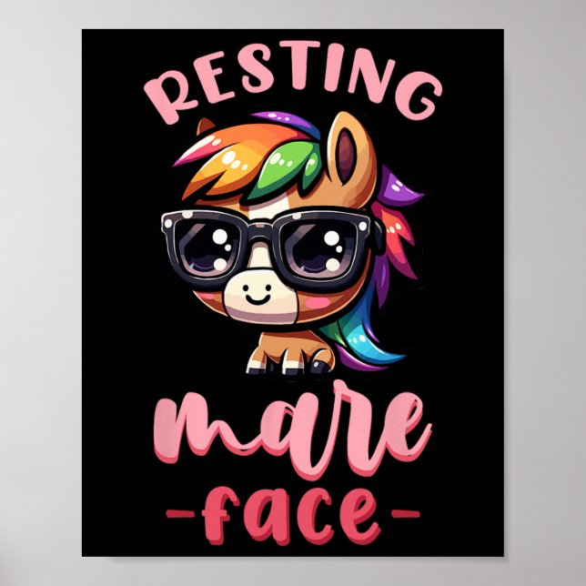 Póster Ventilador de caballos Pony Mare Resting Face I Ec (Frente)