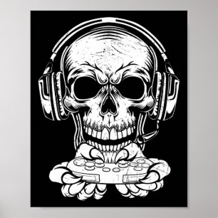 Póster Ventilador de videojuegos Skeleton Gaming Spooky C