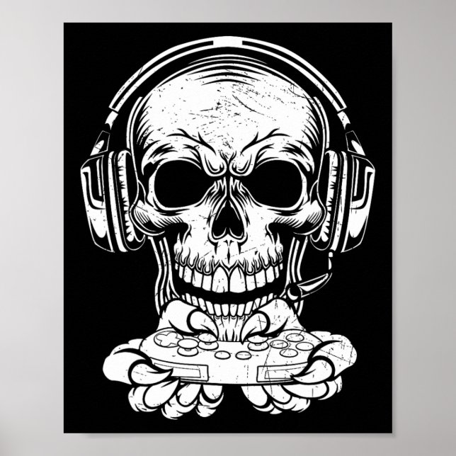 Póster Ventilador de videojuegos Skeleton Gaming Spooky C (Frente)