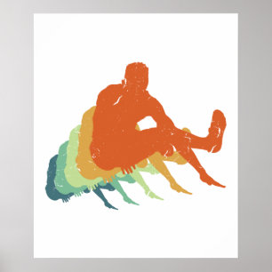 Póster Ventilador del atleta olímpico retro de larga tray