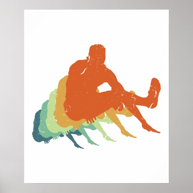 Póster Ventilador del atleta olímpico retro de larga tray (Frente)