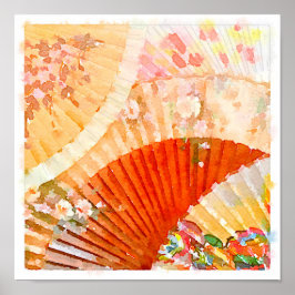 Póster Ventiladores de acuarela
