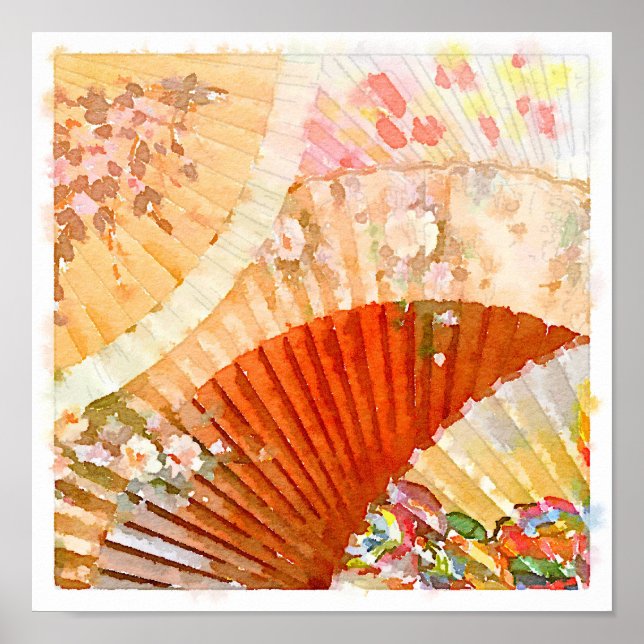 Póster Ventiladores de acuarela (Frente)