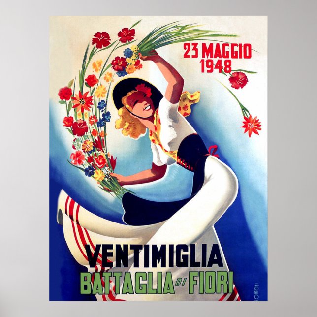 Póster Ventimiglia, Maggio, Italia, chica en la batalla d (Frente)