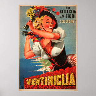 Póster Ventimiglia, Poster de Viajes Vintage de Italia