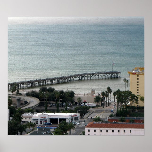 Póster Ventura CA - C Street y Pier (Frente)