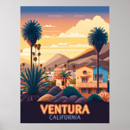 Póster Ventura Sunset Mountains Southern California Retro