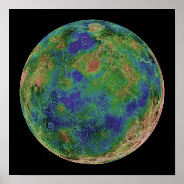 Póster Venus centrado en el Polo Sur (Frente)