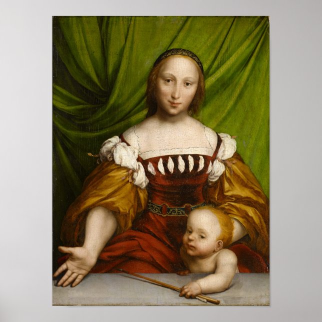 Póster Venus con Cupido, 1526-28 (aceite en leña) (Frente)