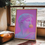 Poster Venus de arte pop moderno rosa y morado<br><div class="desc">¡Hagan una declaración con este vibrante poster que fusiona la belleza clásica con un giro de arte pop! Con una diosa en suaves tonos pastel que soplan una burbuja, esta pieza es ideal para los amantes de la decoración maximalista de la casa y de los acentos únicos del hogar rosa....</div>