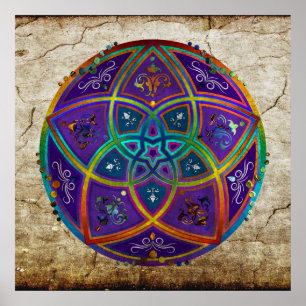 Póster Venus Flower of Love fineART Oriental Antique lila