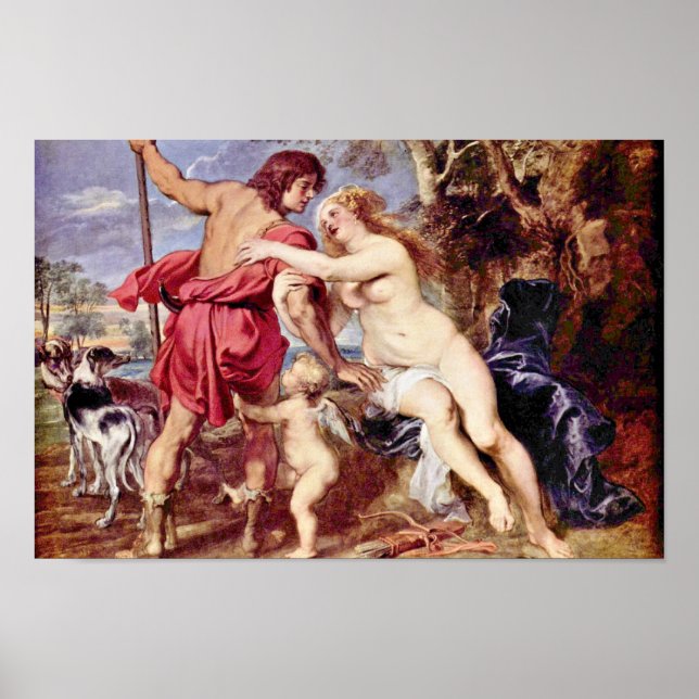 Póster Venus Y Adonis De Rubens Peter Paul (Frente)