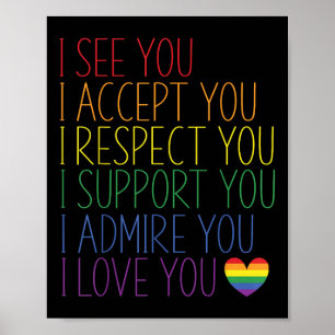 Póster Veo Acepto Respeto Apoyo Admiro Te Amo Lgbtq