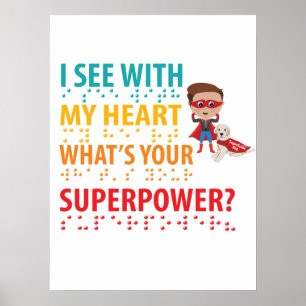 Póster Veo Con Mi Chico Del Corazón - Ceguera Braille