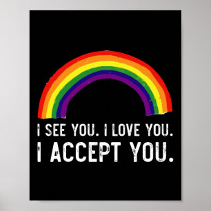 Póster Veo Te Amo Te Acepto Camiseta Orgullo Gay LGBT