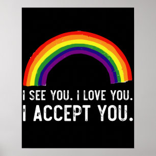 Póster Veo te amo te acepto Orgullo Gay Camiseta LGBT