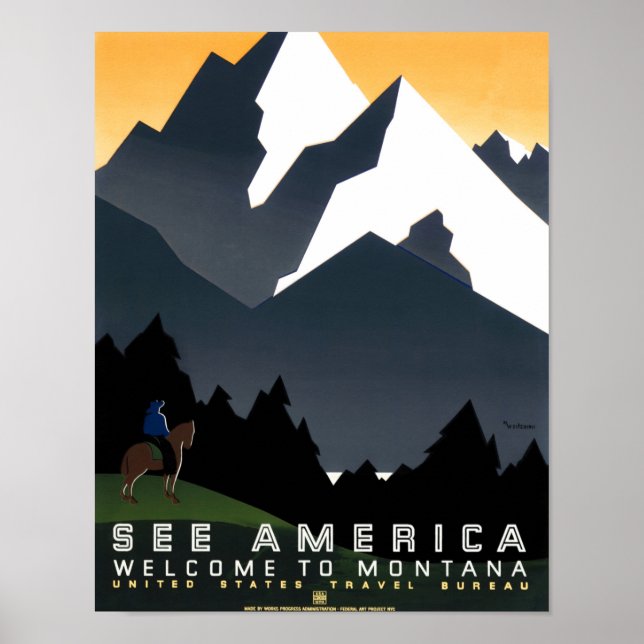 Póster Ver América - Bienvenido a Montana - WPA (Frente)