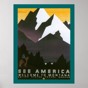 Póster Ver América Bienvenidos a Montana (frontera)