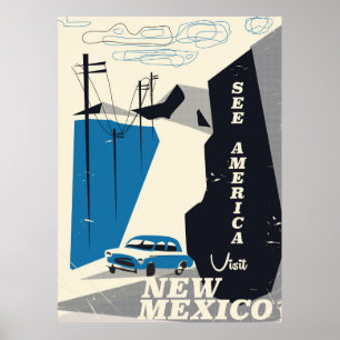 Póster Ver América - cartel de viaje vintage de Nuevo Méx