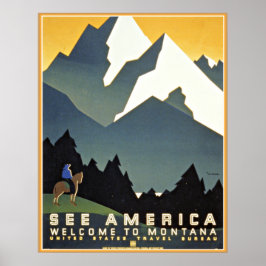 Póster Ver América Montañas Montana Viajes WPA