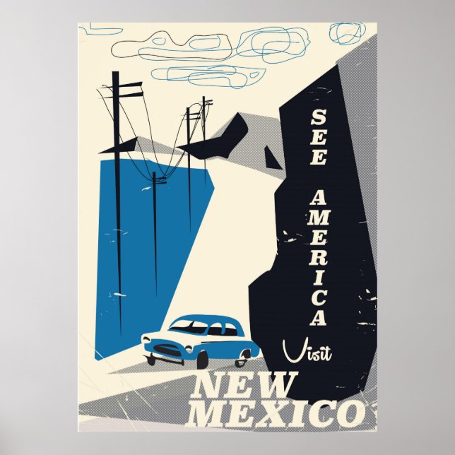 Póster Ver América - Nuevo México poster de viajes de épo (Frente)