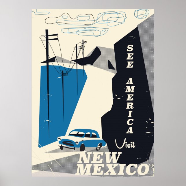 Póster Ver América - Nuevo México poster de viajes de épo (Frente)