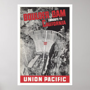 Póster Ver Boulder Dam, Hoover Dam - Viajes de época