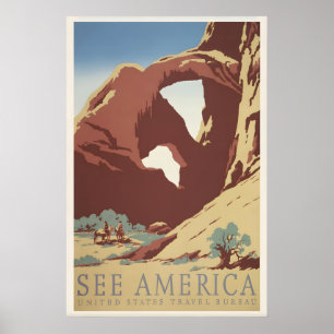 Póster Ver cartel de viaje vintage de América Arches pers
