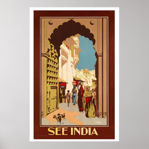 Póster Ver cartel vintage de viaje a la India