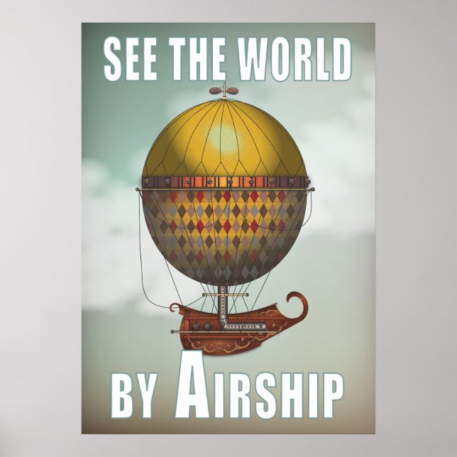 Póster Ver el mundo de la aerolínea Nautisme Steampunk Tr (Frente)