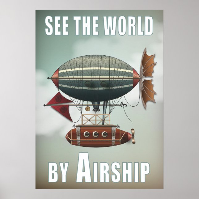 Póster Ver el mundo por barco | Steampunk Travel (Frente)