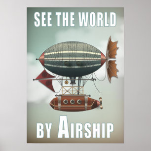 Póster Ver el mundo por barco   Steampunk Travel