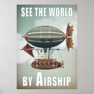 Póster Ver el mundo por barco | Steampunk Travel