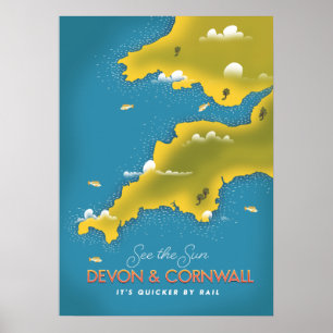 Póster Ver el Sol - cartel de viaje de Devon y Cornualles