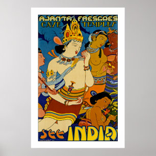 Póster Ver India - Ajanta Frescoes