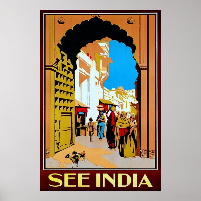 Póster Ver India ~ Viajes de época (Frente)