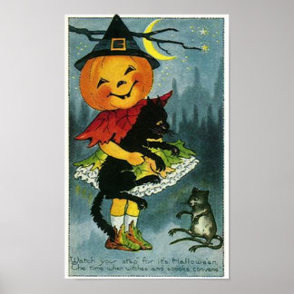Póster Ver la tarjeta de halloween de paso