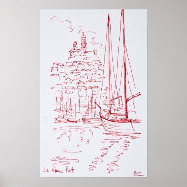 Póster Ver Notre-Dame de la Garde | Puerto antiguo, Marse (Frente)