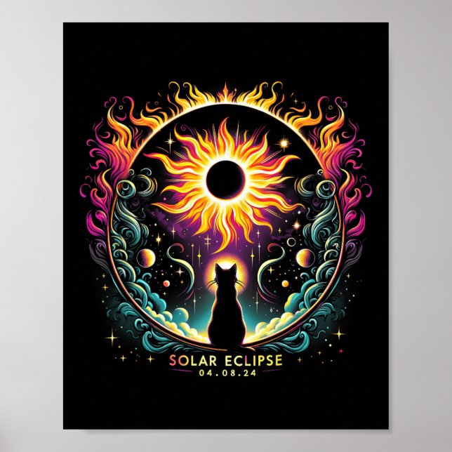 Póster Ver Totalidad Abril 8 2024 Amante del Eclipse sola (Frente)