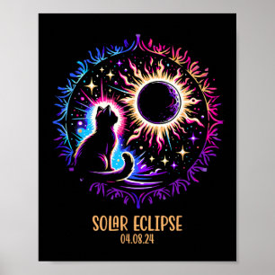 Póster Ver Totalidad Abril 8 2024 Gato de Astronomía Love