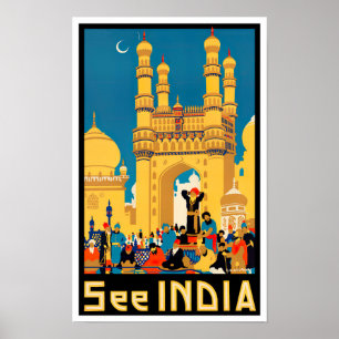 Póster Ver viaje vintage de India