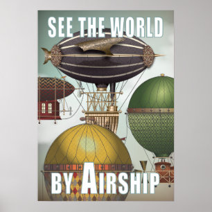 Póster Ver World Airship Race Steampunk Travel