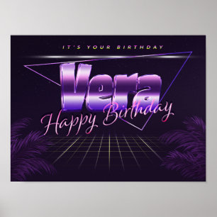Póster Vera Name Vorname lila retro Poster Geburtstag