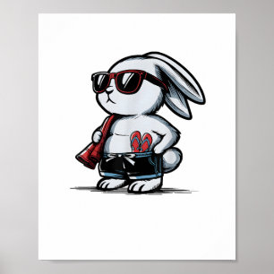 Póster Verano Beach Rabbit Bunny Beach-Goer
