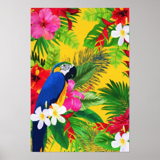 Póster Verano Bloom Tropical Toucan Deja Acuarela (Frente)