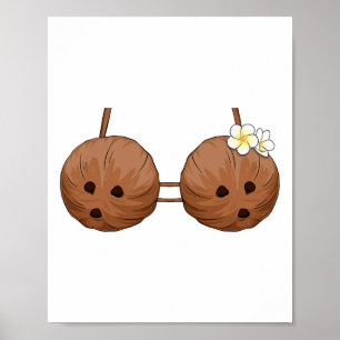 Póster Verano Coconut Bra Halloween Costume Hawaii Aloha