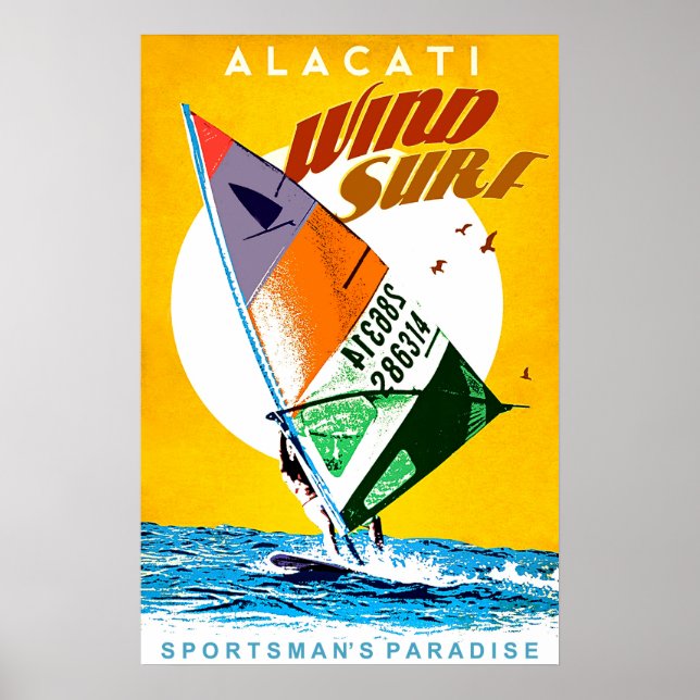 Póster Verano de Alacati, Turquía, surf por el viento, co (Frente)